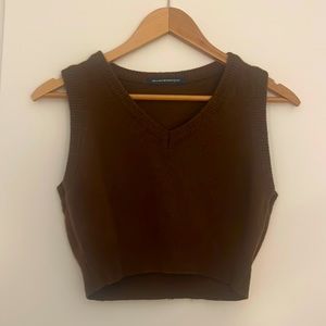 Brown Cropped Sweater Vest Brandy Melville